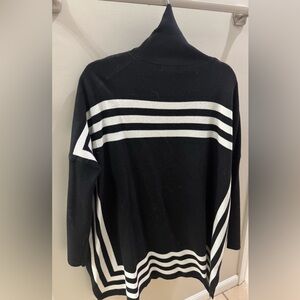 Chic Soul Black and White Striped Turtleneck Sweater